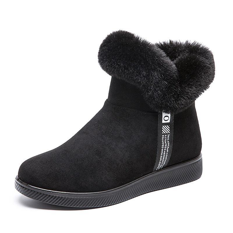 

Женские теплые зимние ботинки - короткие, из толстого бархата, большого размера зимняя обувь 43 чёрный