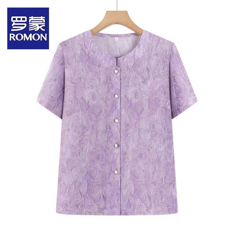 ROMON Mid-Aged Women s Summer Short Sleeve Elegant Blouse & Sets 2XL