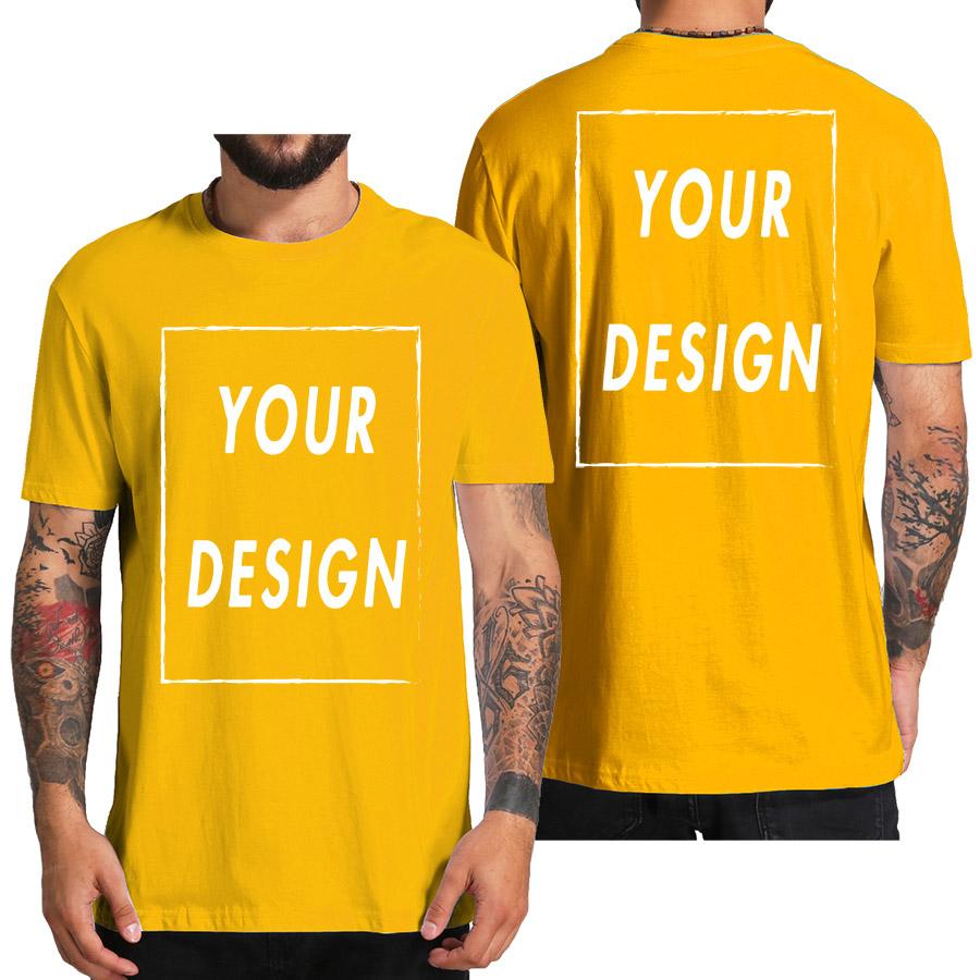 Camiseta Personalizada para Homens Design Eu Amo Seu Próprio Logo Texto Foto Grátis Ambos os Lados Tamanho UE Algodão Camiseta Personalizada