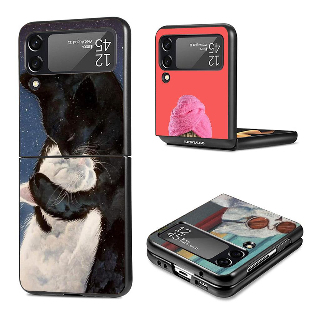 Cute Cartoon Lucky Cats Phone Case For Samsung Galaxy Z Flip7 Flip6 5G Flip5 Flip4 Flip3 ZFlip 7 6 3 4 5 Shockproof Back Cover G