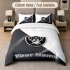 Custom Bedding Set Las Vegas Raiders Pattern, Print Name Text 1 Duvet Cover Plus 2 Pillowcases Home Textile