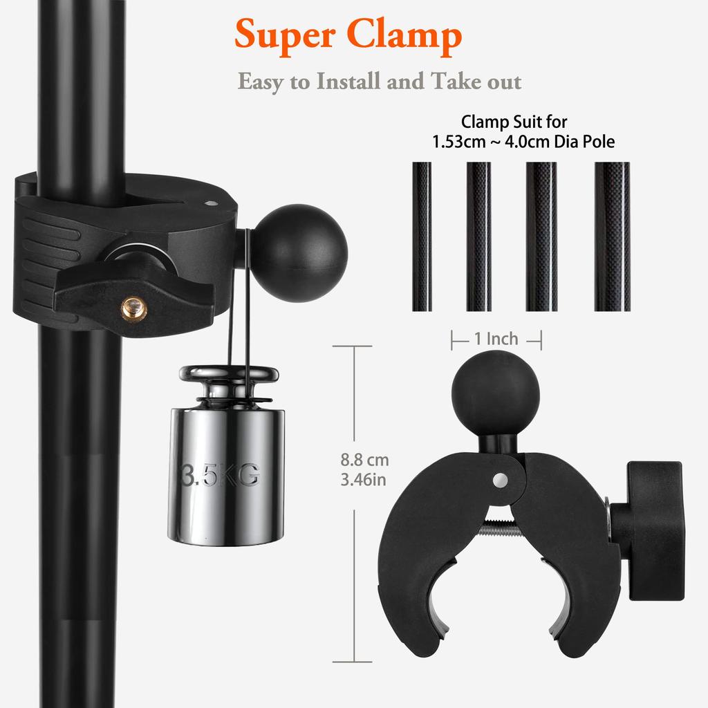 Peastrex iPad Holder Microphone Stand Tablet Phone Holder Microphone Music Stand Mount Adjustable Swivel Base with Super Handle Clamp for iPad Pro Air