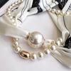 Pearl necklace with magnetic buckle, small scarf for women's spring and autumn neck protection, neck circumference with shirt,  neck decoration