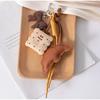 Cute Croissant Pendant Light Versatile High-quality Beaded Bag Accessory New Fashionable Simple Bow Shape Braided Rope Keychain