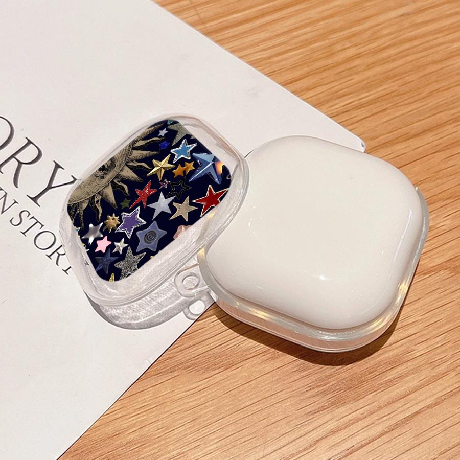 Clear Earphone Cases Cover With Hook Case For Samsung Galaxy Buds 4 Pro Live 2Pro 2 4Pro 3Pro 3 FE Star Moon Pattern