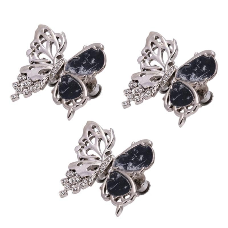 

3PCS Rhinestones Butterfly Waist Tightening Clip Waist Adjusting Pin For Loose Jeans Pants Women Fashion Waist Decors чёрный
