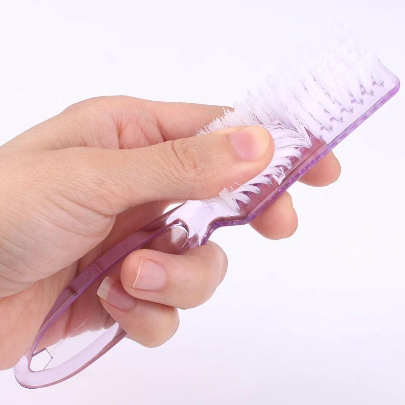 5pcs Transparent Nail Brush Cleaning Brushes Plastic Handle Grip Multifunctional Brush Cleaner Scrubbing Pedicure for Manicure