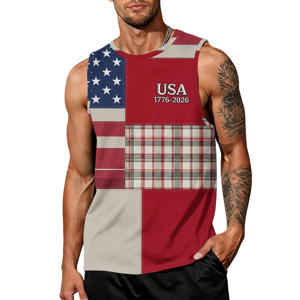Uomo 4 Luglio Camicie USA Muscolo Senza Maniche Magliette Patriottiche