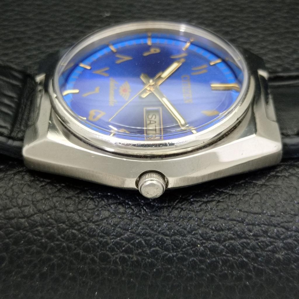 USED VINTAGE CITIZEN AUTOMATIC 8200 JAPAN MENS ARABIC BLUE DIAL WATCH a434804-2 R123-a434804