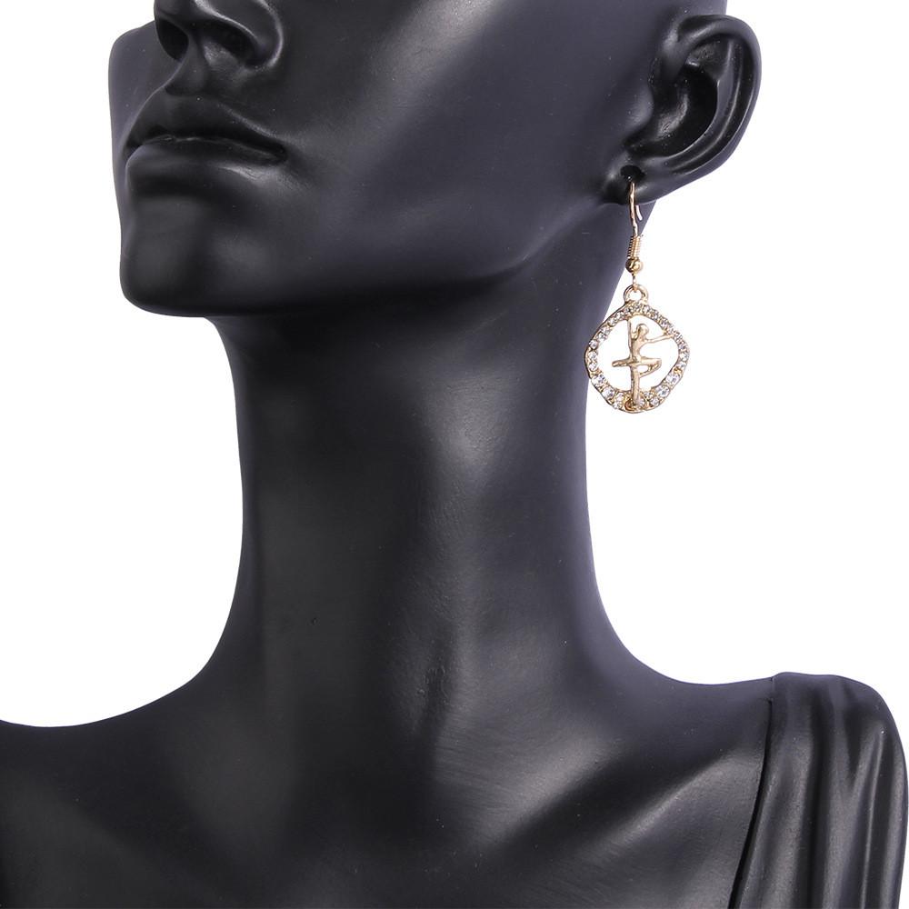 Alloy Trend Fashion Rhinestone Angel Dangle Earrings For Womens Style Casual