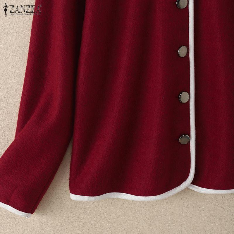 ZANZEA Women Casual Solid Color Loose Long Sleeve Blouse