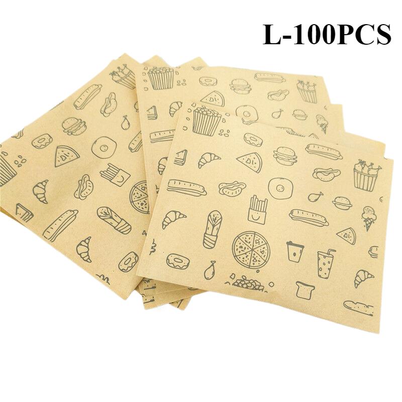 50/100 stk Fettavstøtende Papirpose, Kraftpapirpose, Matemballasjepose, Engangsemballasje bakepapir bakepapir airfryer