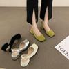 Summer skirt square head shallow mouth single shoes French thick heel bag head sandals fairy shoes new