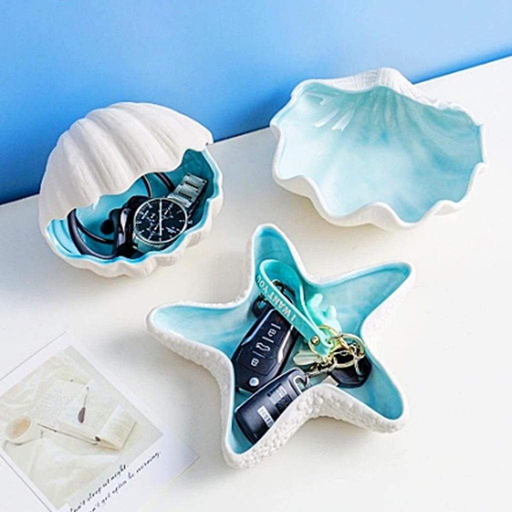 Heizi Seashell Decorative Tray, Stylish and Cute, West Coast Style, Perfect for Entryway Keys, Accessories, and Aquariums (Shell)