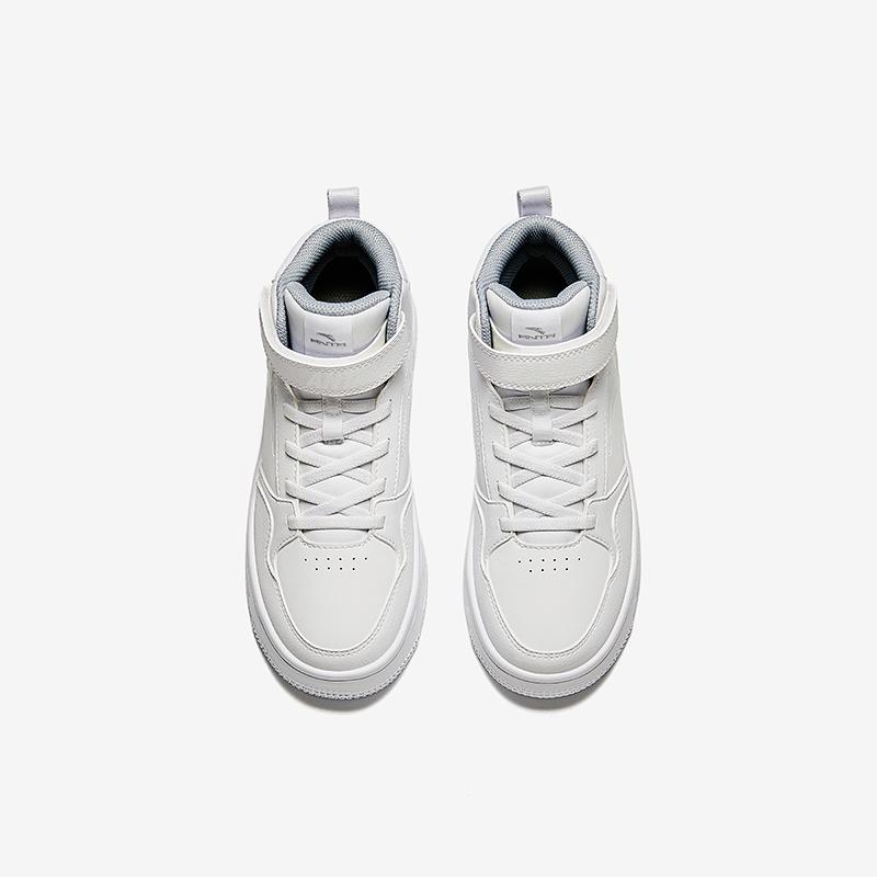 Anta Kids Synthetic Leather Fashion Versatile Non-Slip Wear-Resistant Lightweight Shock Absorbing High-Top Sneakers Men Sneakers White A12438004-3