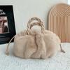 Plush Shopping Bag Shoulder Bag for Women Soft Feminine Fur Ladies Hand Shoppers Bag Black Main Bag