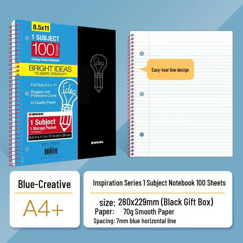 Kaisa American Inspiration Spiral Notebook - Sectioned for College and Graduate Exams, Loose-leaf Standard