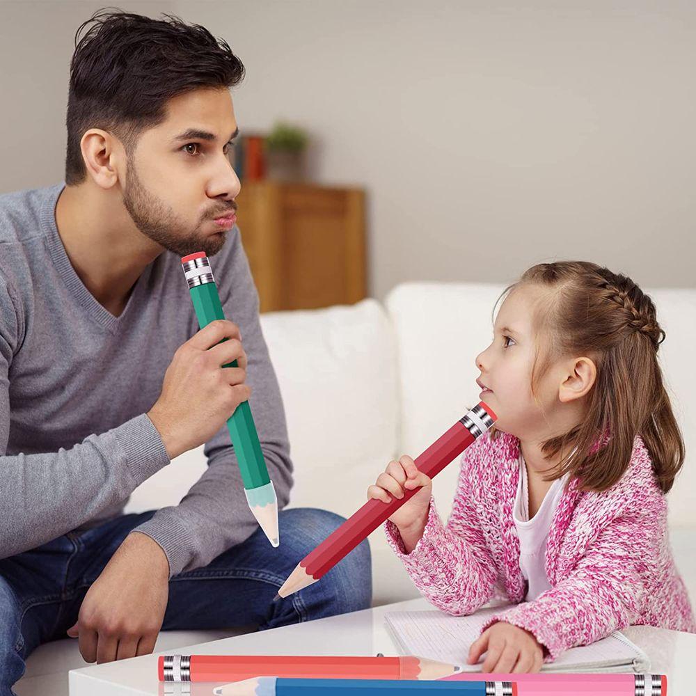 Woodworking Toys Boys Girls 35cm Huge Pencil with Cap and Eraser Giant Pencil Wood Jumbo Pencil