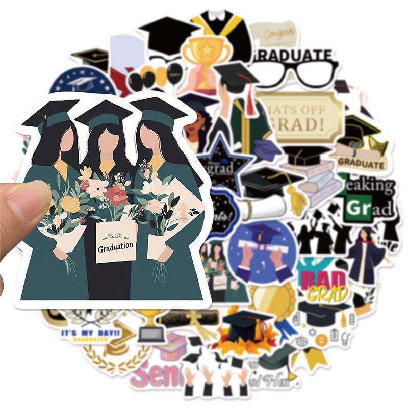 50PCS Waterproof Vinyl Graduation Sticker Sparkly Stars Design for Graduation Party Decorations And Water Bottle Personalization