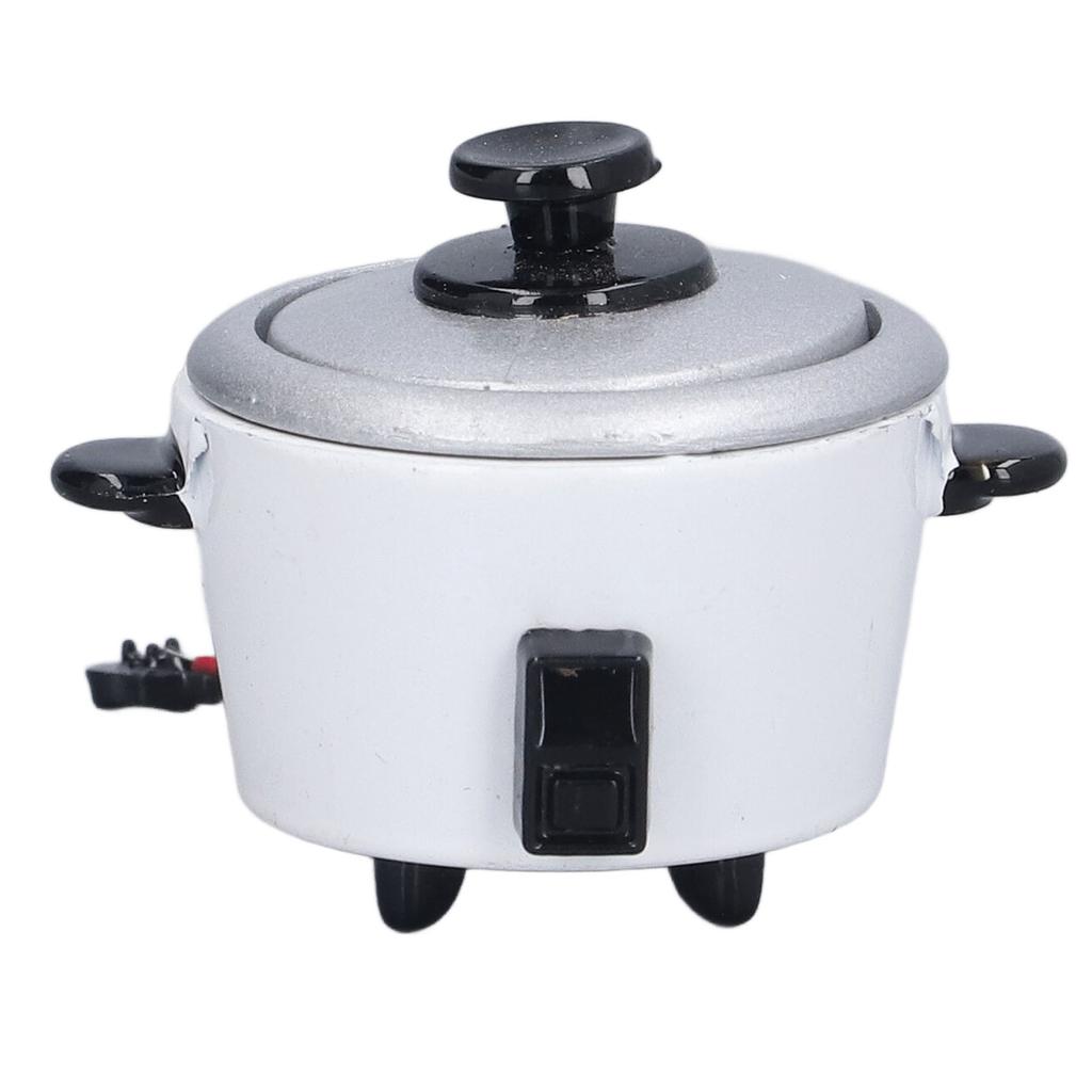 1:12 Dollhouse Rice Cooker Alloy Cute Lifelike Miniature Cookware Dollhouse Kitchen Accessories