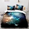 Butterfly Duvet Cover Set 3D Galaxy Purple Butterfly Floral Printed Bedding Set Fantasy Theme King Size Comforter Cover For Girl