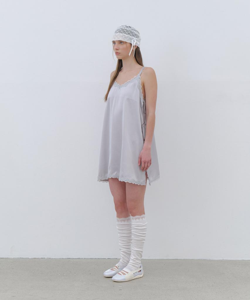 Cluny Satin Layered Slip Dress - Gray