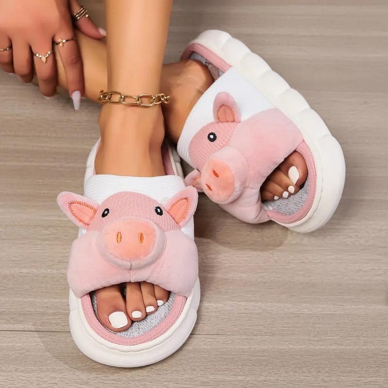 Women Cartoon Pig Slippers Autumn Platform Soft Home Slippers Lovely Soft Soles Women Slippers Non-slip Cloud Slides Shoes Women