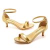 Nuove Scarpe con Tacco Sexy Sandalo Matrimonio Fibbia Strass Cinturino PU 5CM Tacchi Sottili Stile Coreano Festa Donna Ufficio Scarpe da Lavoro Dorate