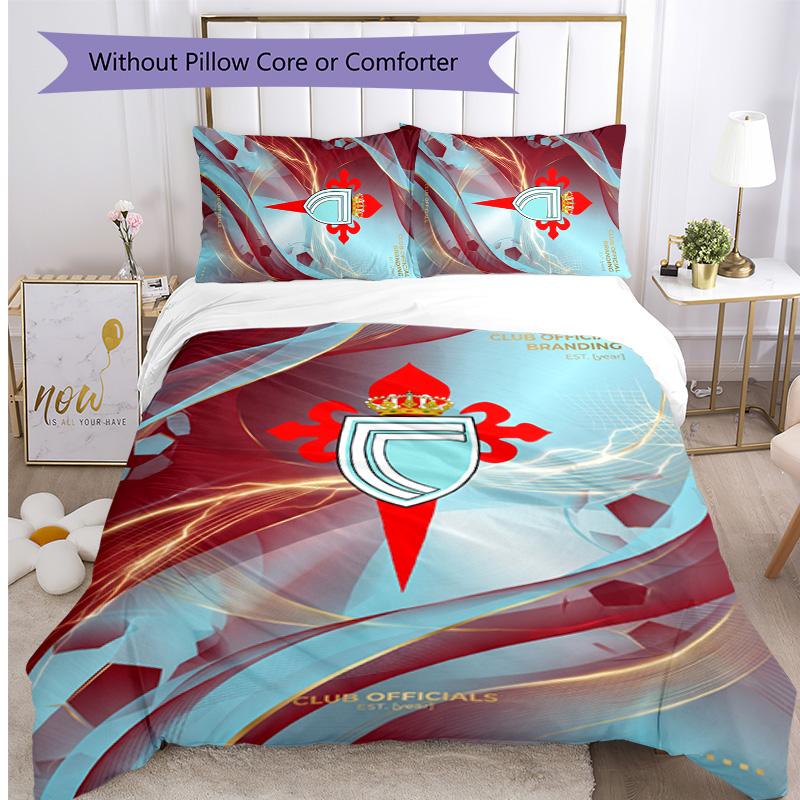 Set Biancheria da Letto 3 Pezzi Stampato Celta Vigo FC Copripiumino Traspirante con Federe Biancheria da Letto Decorativa per Camera da Letto Casa