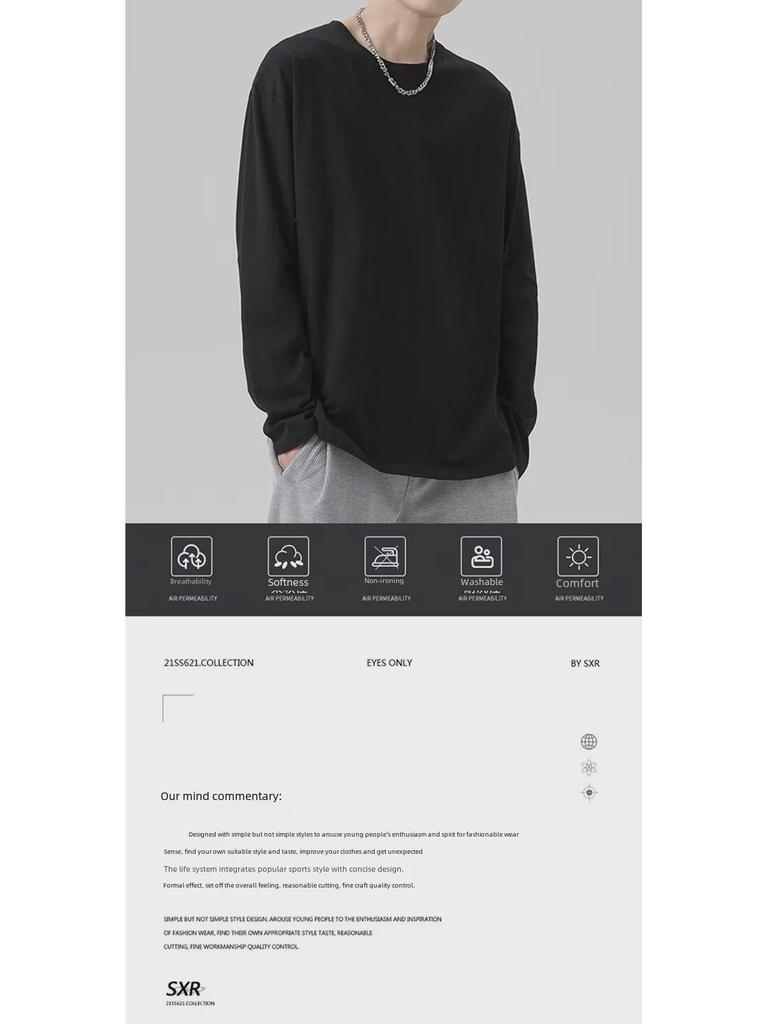 Men's Korean Style Long Sleeve Pullover Sweatshirt for Teens