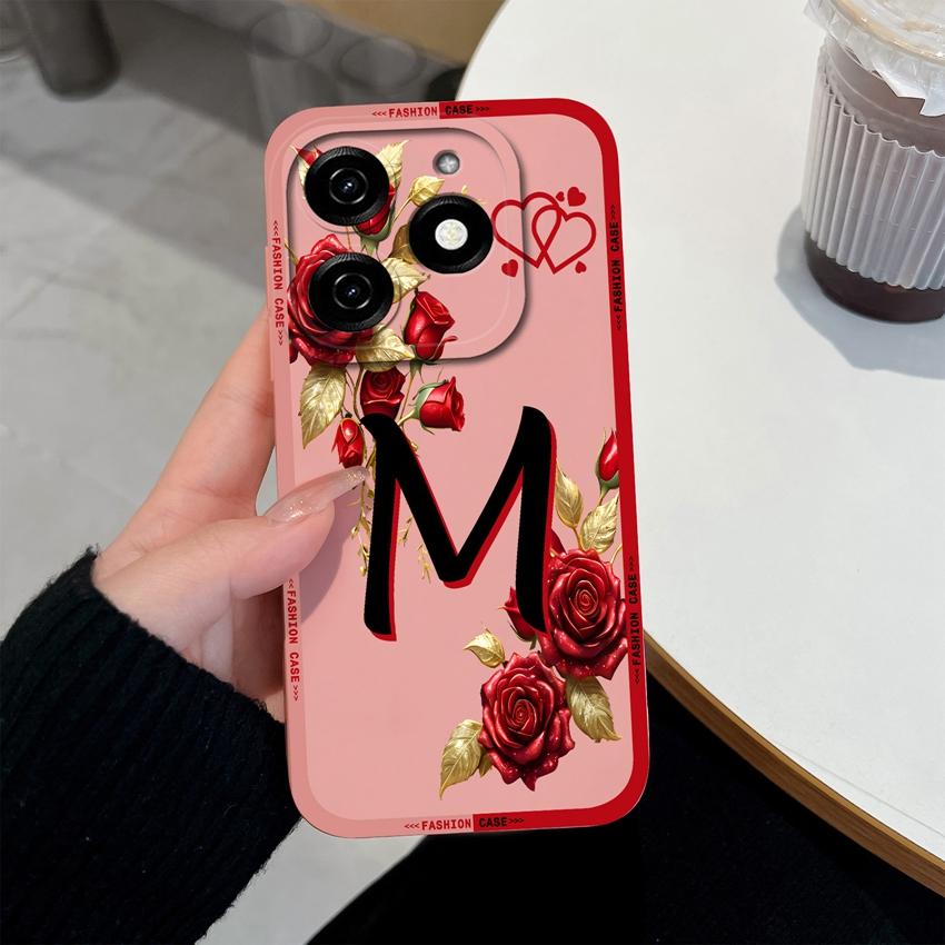 Initial Letters A-Z Phone Cover For Tecno Spark 20 30 40 Pro Plus 20C 30C 40C Go 2024 2025 Bumper Case Matte Silicone Anti Slip Shell For Tecno Casing