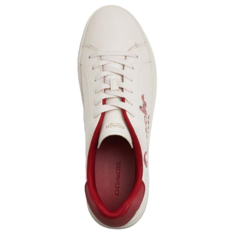 Coach Highline Synthetic Leather Snake Year Limited Round Toe Lace-Up Low-Top Sneakers Women Sneakers Red CZ360-CAH