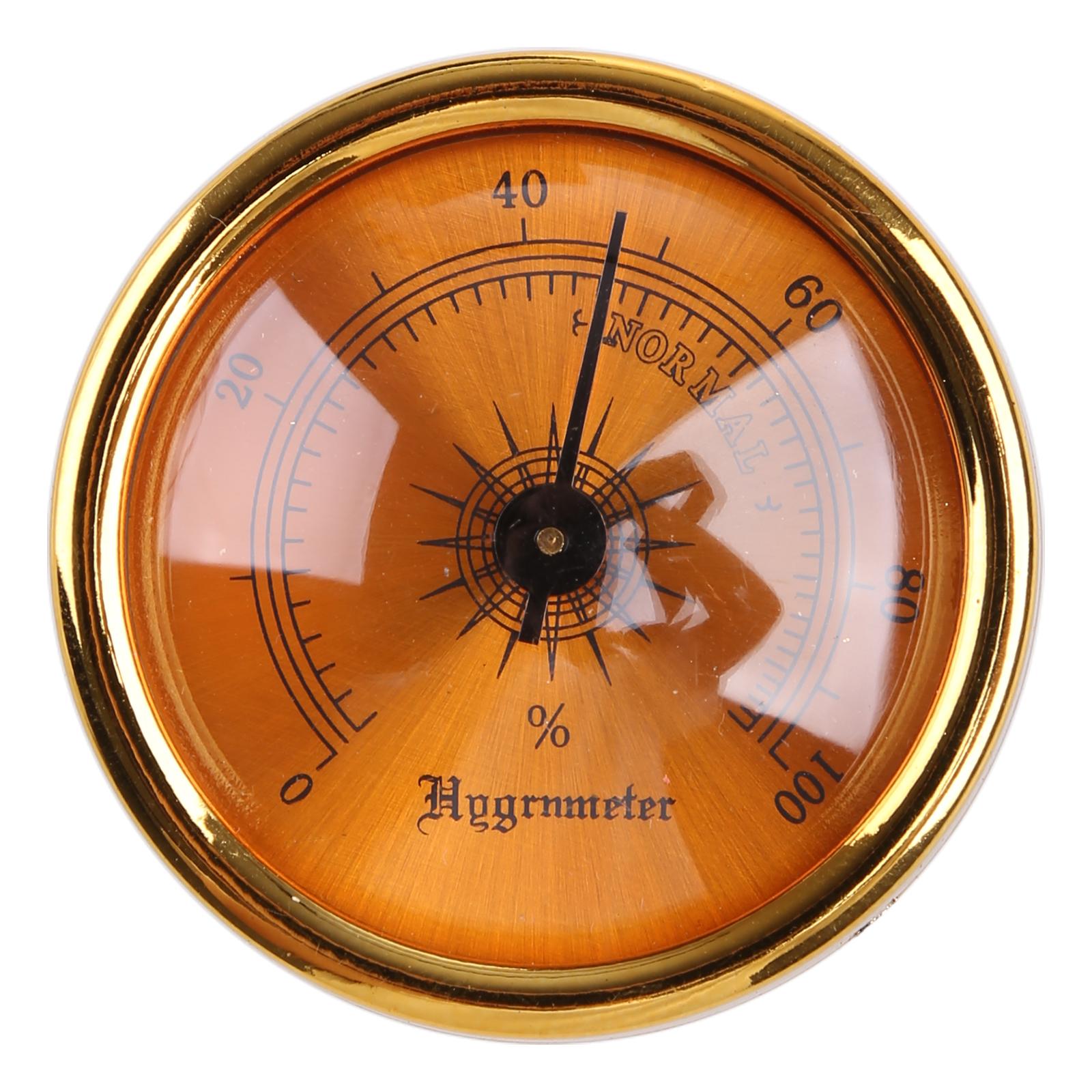 

Mini Hygrometer Analog Hygrometer Mechanical Round Hygrometer Humidity Gauge for Cabinet Cans 1.77 Inch ( Gold )