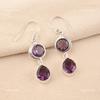 Natural Amethyst Hook Sisters Gift Drop Dangle Boho Earrings 925 Sterling Silver EE-142-2