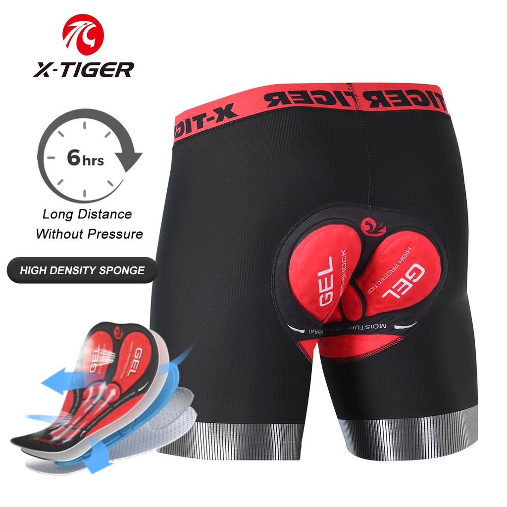 Pantalones Cortos de Ropa Interior para Ciclismo para Hombre X-TIGER con Acolchado 5D, Deportivos para Montar en Bicicleta, Bicicleta, MTB, Forro con Pinzas Antideslizantes en las Piernas