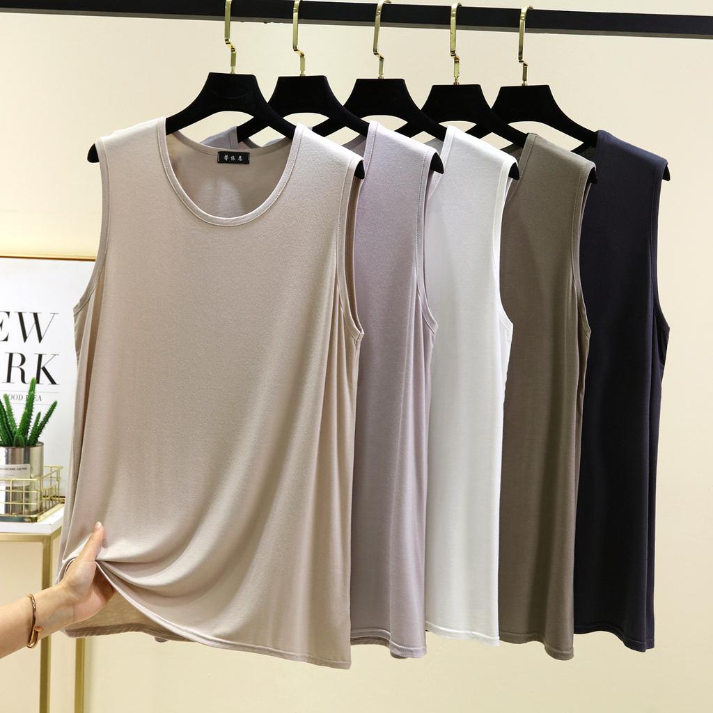 Modal loose vest men's summer new solid color casual and comfortable round neck seamless bottoming top