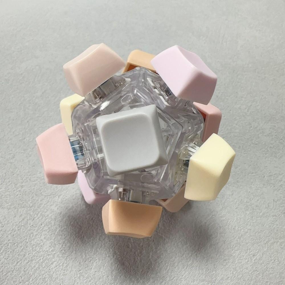 

DIY Keyboard Fidget Keychain Keys Button Clicker Toy New Finger Keyboard Cap Adult no light-Grey&Pink