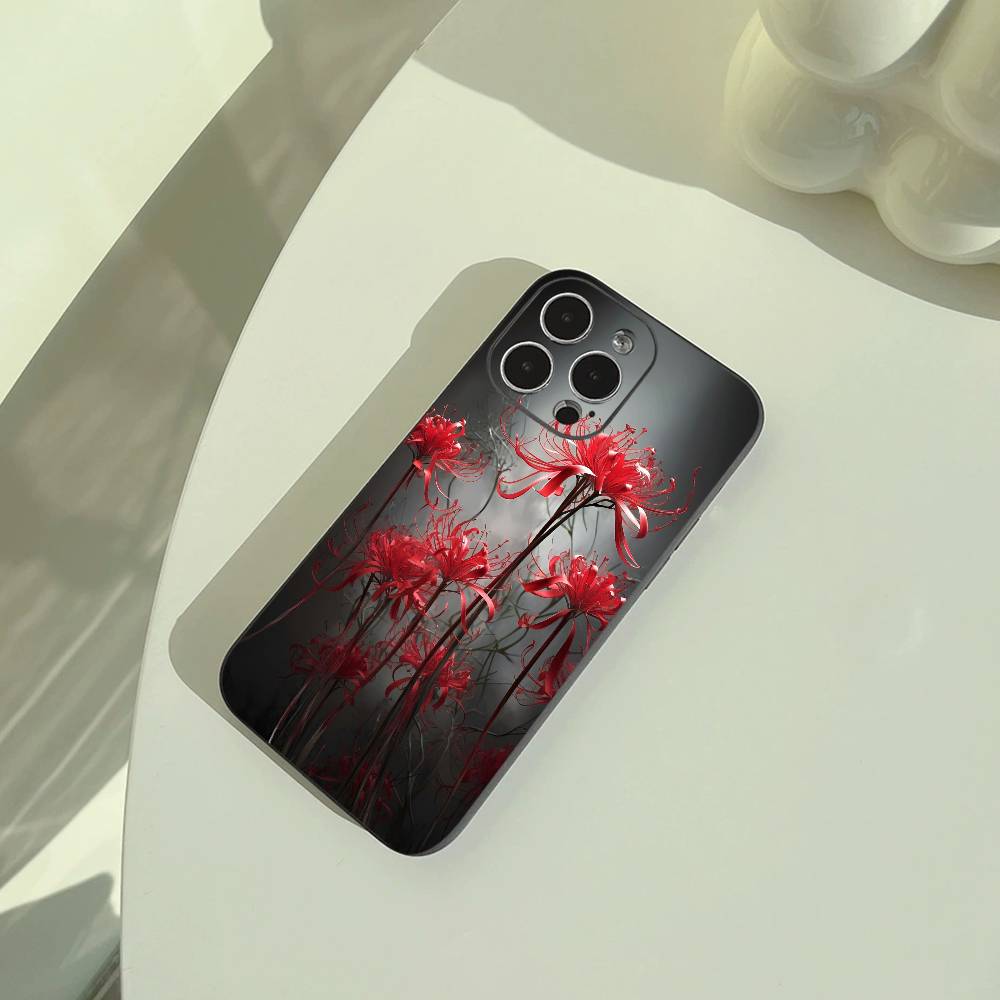 Tokyo-Red Spider Lily-Ghoul Phone Case For iPhone 17,16,15,14,13,12,11 Pro Max,16/15/14Plus,XS Soft Black Cover