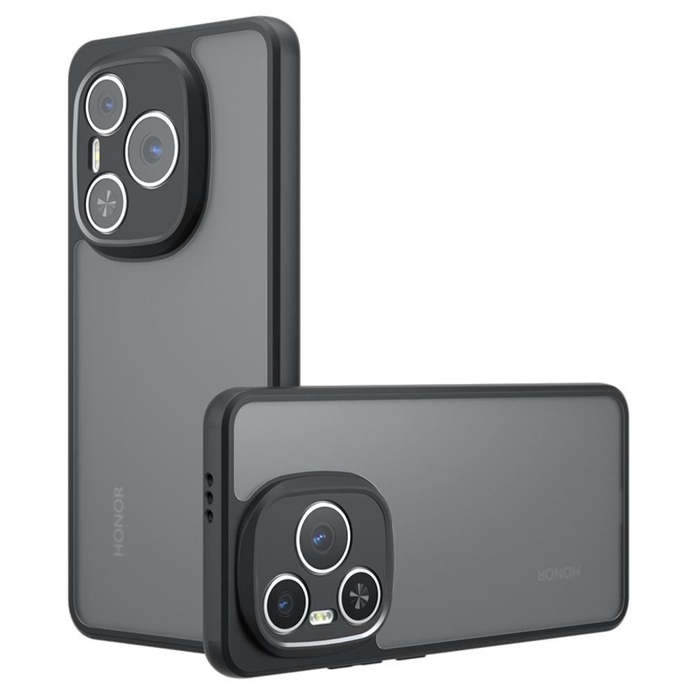 For Honor Power 5G Case Skin-Touch TPU+PC Matte Phone Shell,Transparent Black