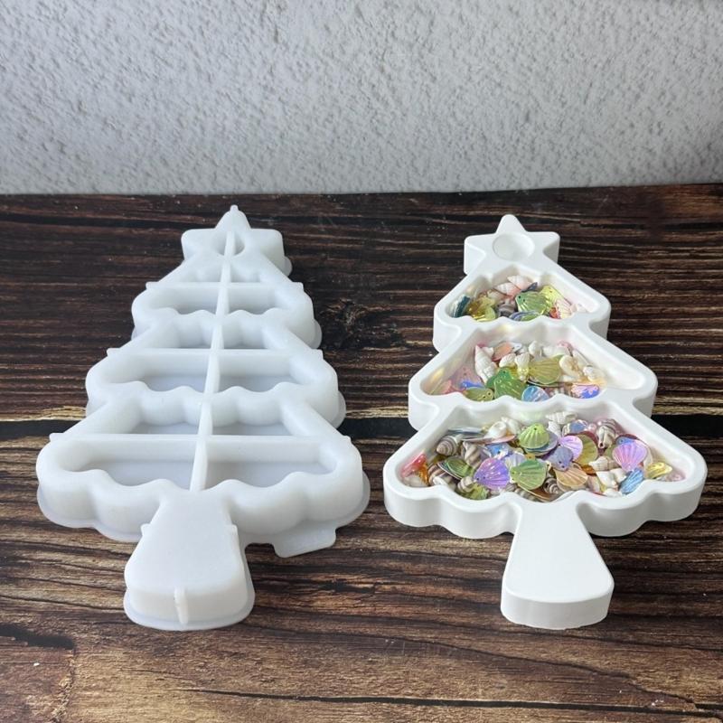 Christmas Tree Resin Tray Molds Food Grade Silicone Heat Resistant For Resin Art Candle Holder Chocolate Cement Ornament