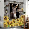Vibrant Donkey Sunflower Shower Drapery - Machine Washable, gift Polyester Fabric with Hooks Included - Perfect for Bathroom Dec