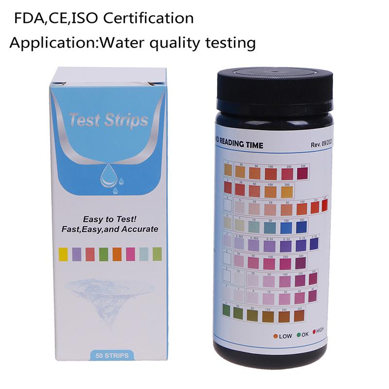 50Pcs 9In1 Ph Test Fish Tank Water Tropical Aquarium Pond Water Test Strips Kit