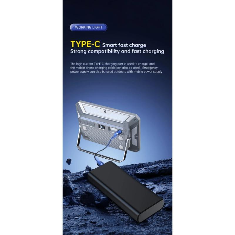 Portable LED Camping Tent Light Rechargeable Searchlight High Power 50W Outdoor Emergency Lighting Waterproof Hanging Night Lamp