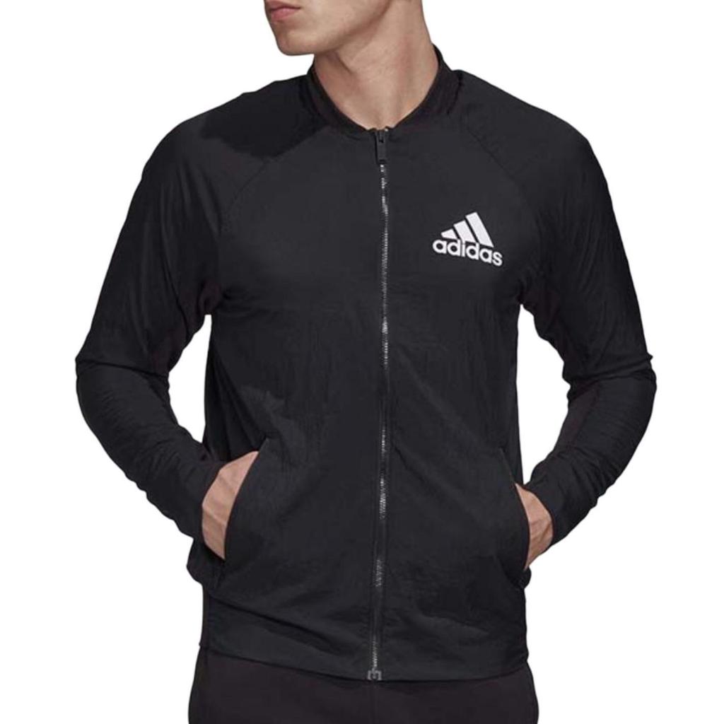 Adidas Logo Zip Pohodlná Ležérní Bunda s Dlouhým Rukávem Pánská Bunda Černá FI4684