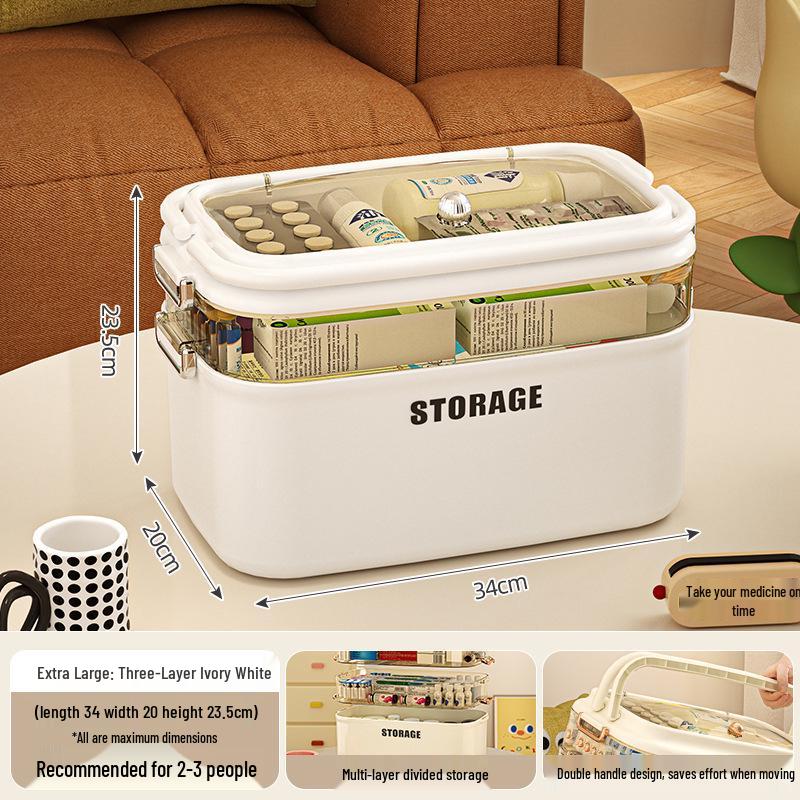 Large Capacity Multi-Layer Family Medicine Storage Box for First Aid and Medication Organization