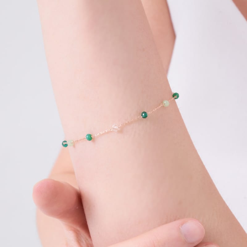ELLE Schmuck Grüner Perlenpunkt Armband ELBRBB101
