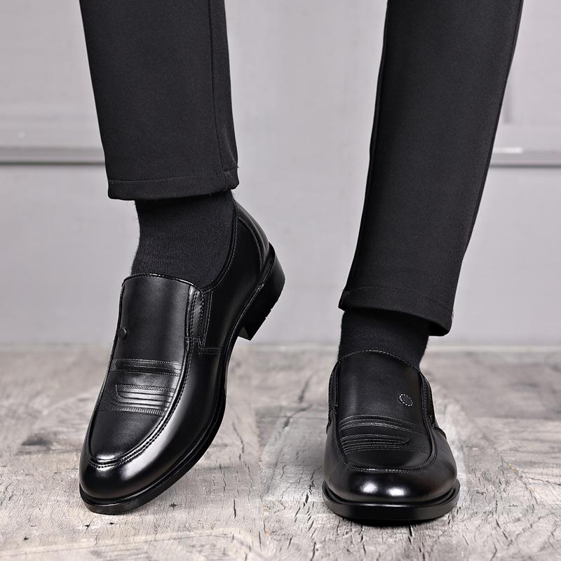 Autumn New Men's English Business Soft Sole Cowhide Leather Shoes