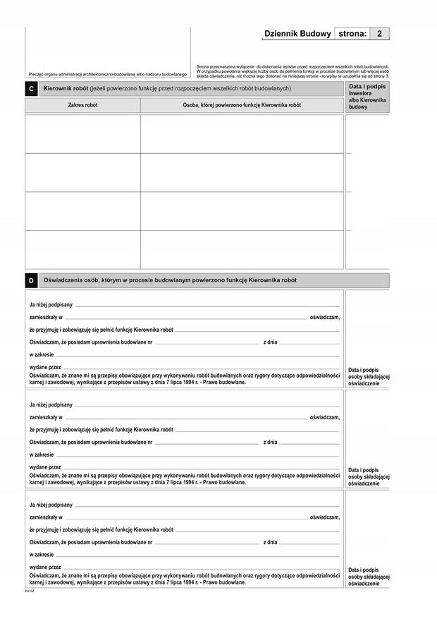 DZIENNIK BUDOWY A4 603-2 4565
