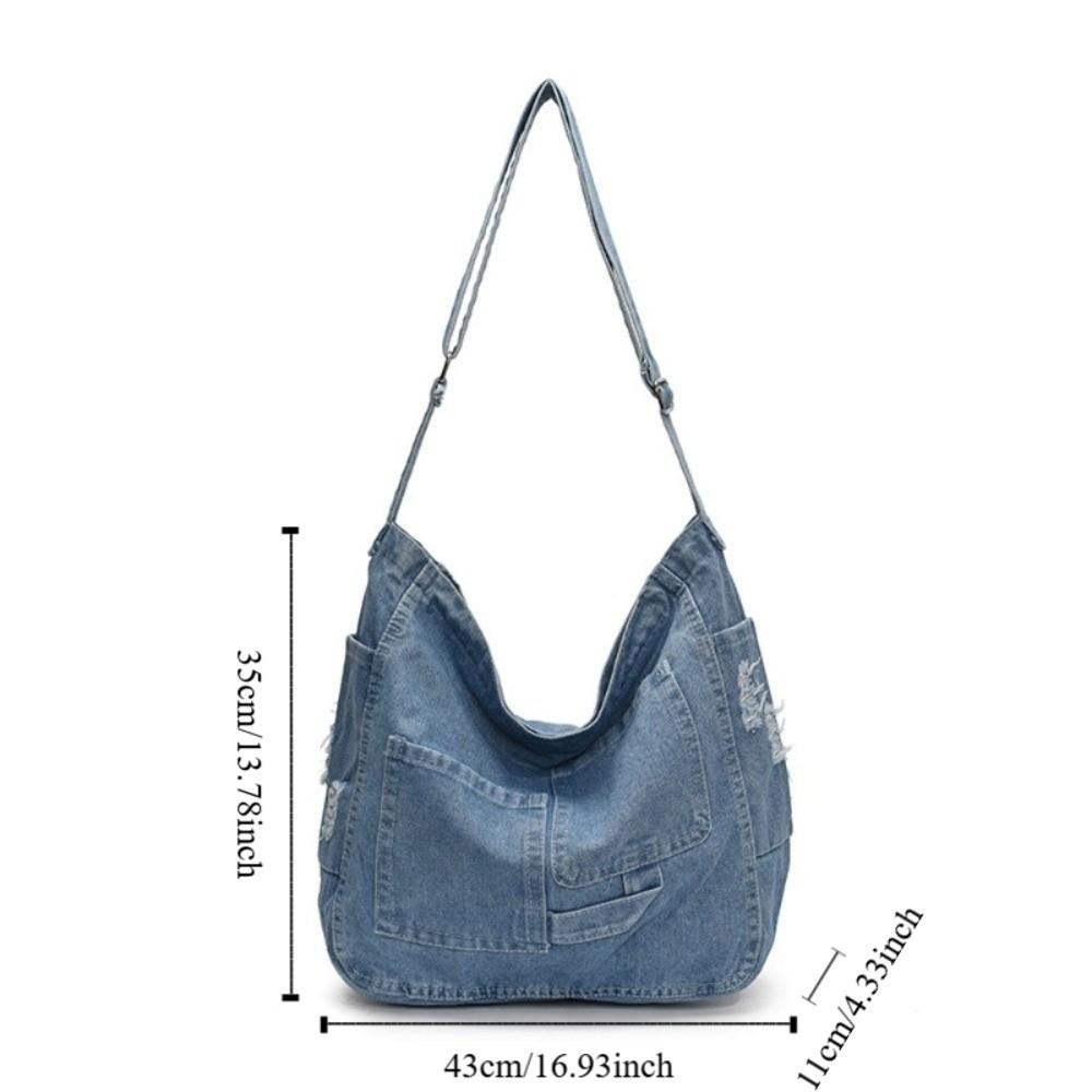 Borsa a Spalla in Denim di Grande Capacità Borsa a Tracolla Versatile Borsa Hobo Sling alla Moda Borsa