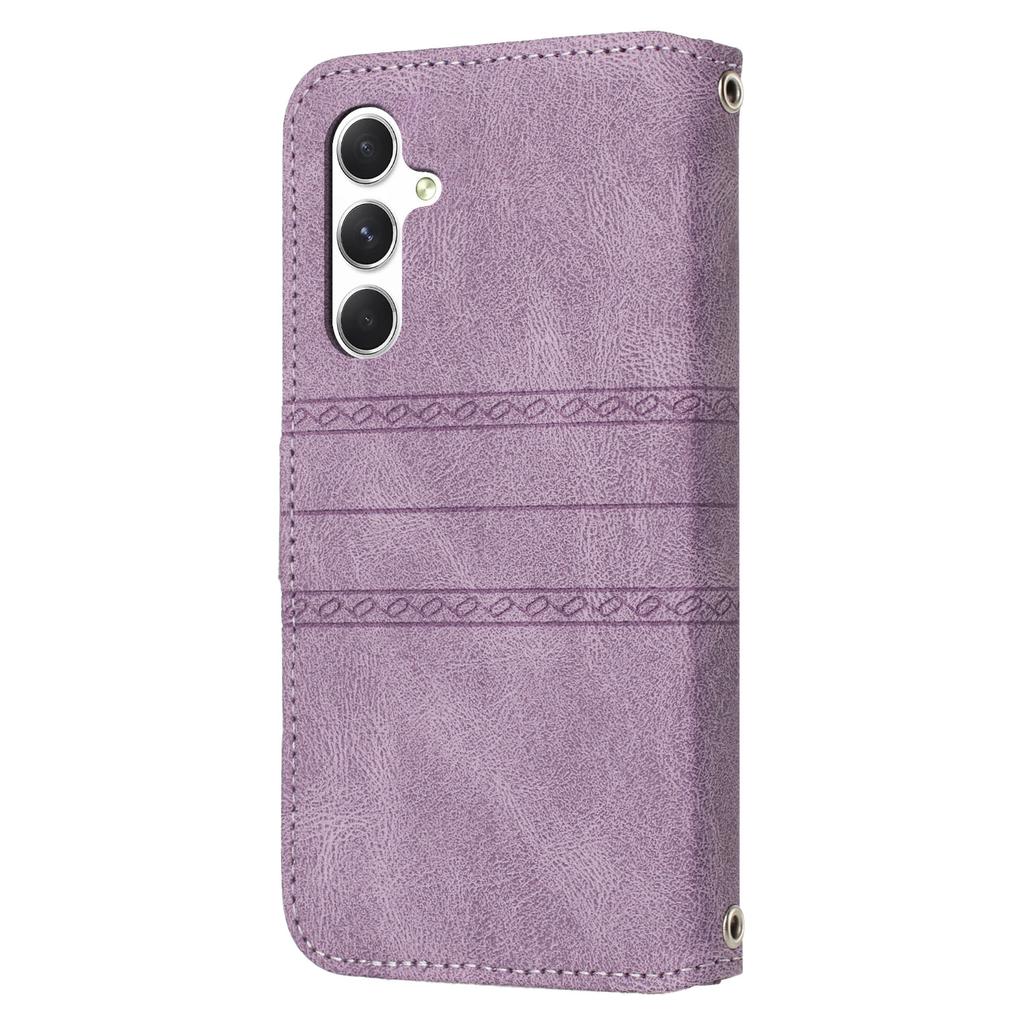 For Samsung Galaxy A37 5G Case Wallet Skin-Touch Leather Imprinted Phone Cover with Wrist Strap